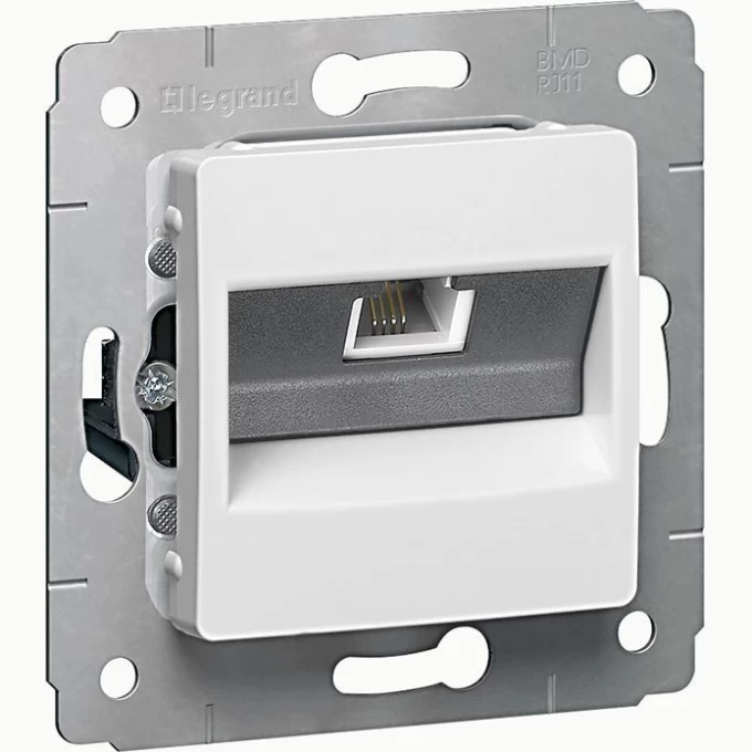 Телефонная розетка LEGRAND Cariva RJ11 4 контакта 1 выход белый 773638 Телефонная розетка LEGRAND Cariva RJ11 4 контакта 1 выход белый 773638