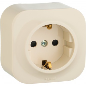 Розетка LEGRAND 2К+З с защитными шторками 16 A 250 В Quteo IP 20 слоновая кость