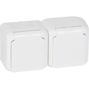 Розетки LEGRAND 2 х 2К+З с защитными шторками 16 A 250 В Quteo IP 44 белый
