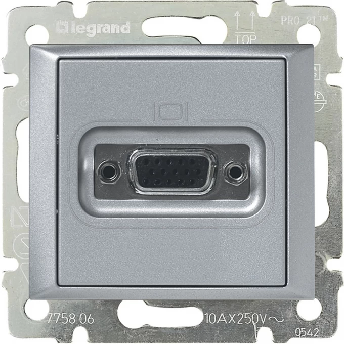 Розетка LEGRAND HD 15 для видеоустройств Valena алюминий 770283
