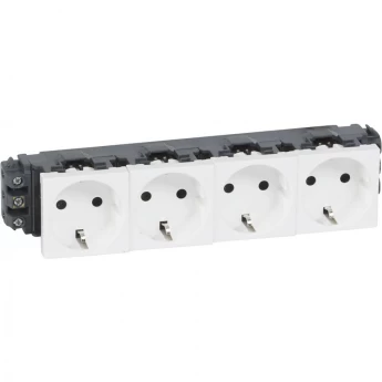 Розетка LEGRAND Mosaic 4х2К+3 для кабель-каналов, с винтовыми зажимами, белый